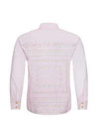 L'Agence Fawn Shirt Pale Cameo Graphic Chain Scarf