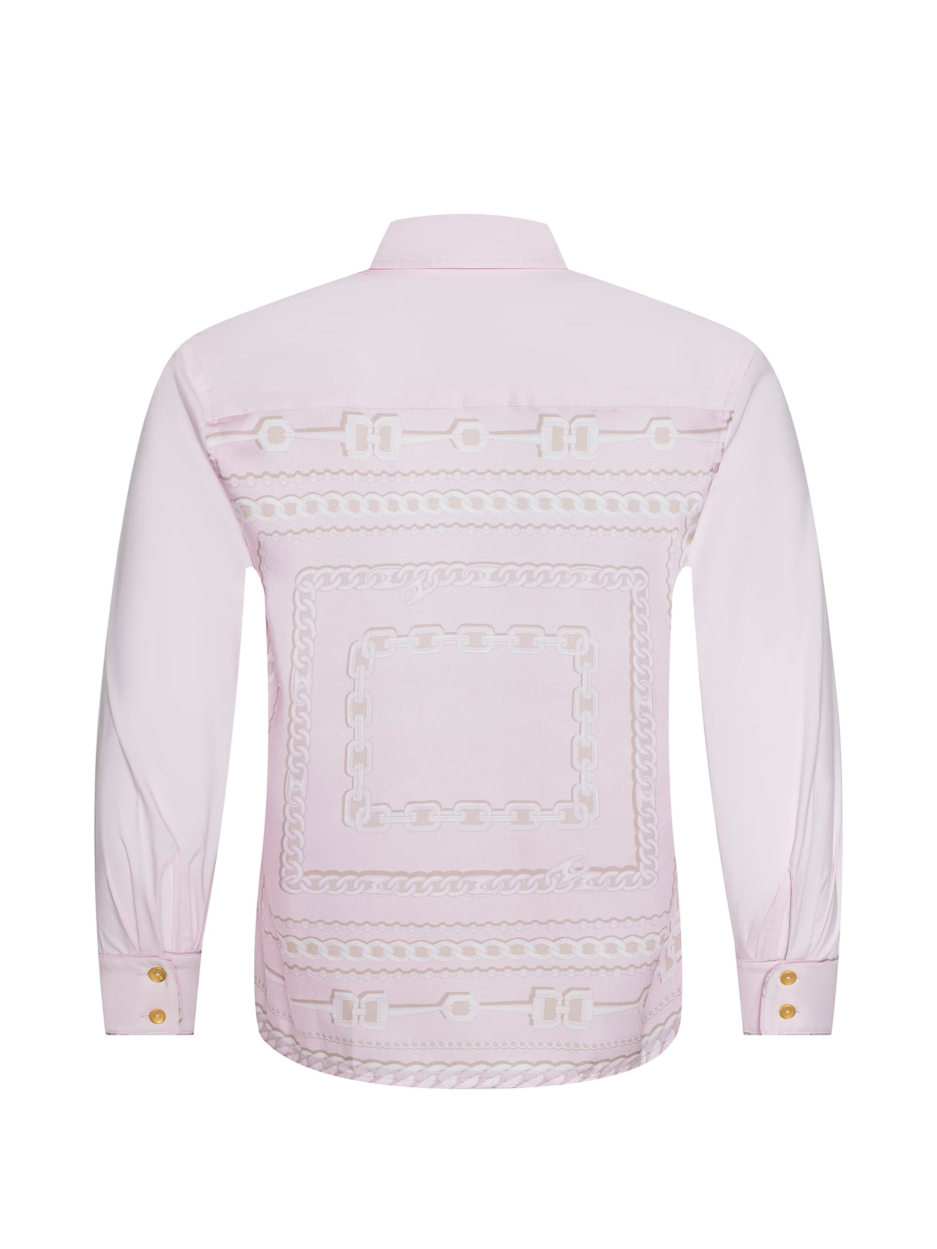 L'Agence Fawn Shirt Pale Cameo Graphic Chain Scarf