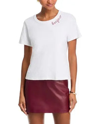 T-shirt raccourci Cinq A Sept Bonjour avec strass WGOB