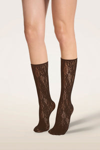 Wolford Infinite Rose Net Socks Dark Wood