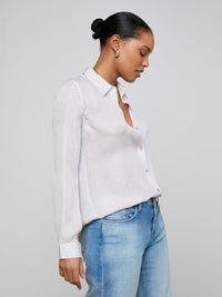 L'Agence Nina Silk Blouse Icy Lilac Linked Geo