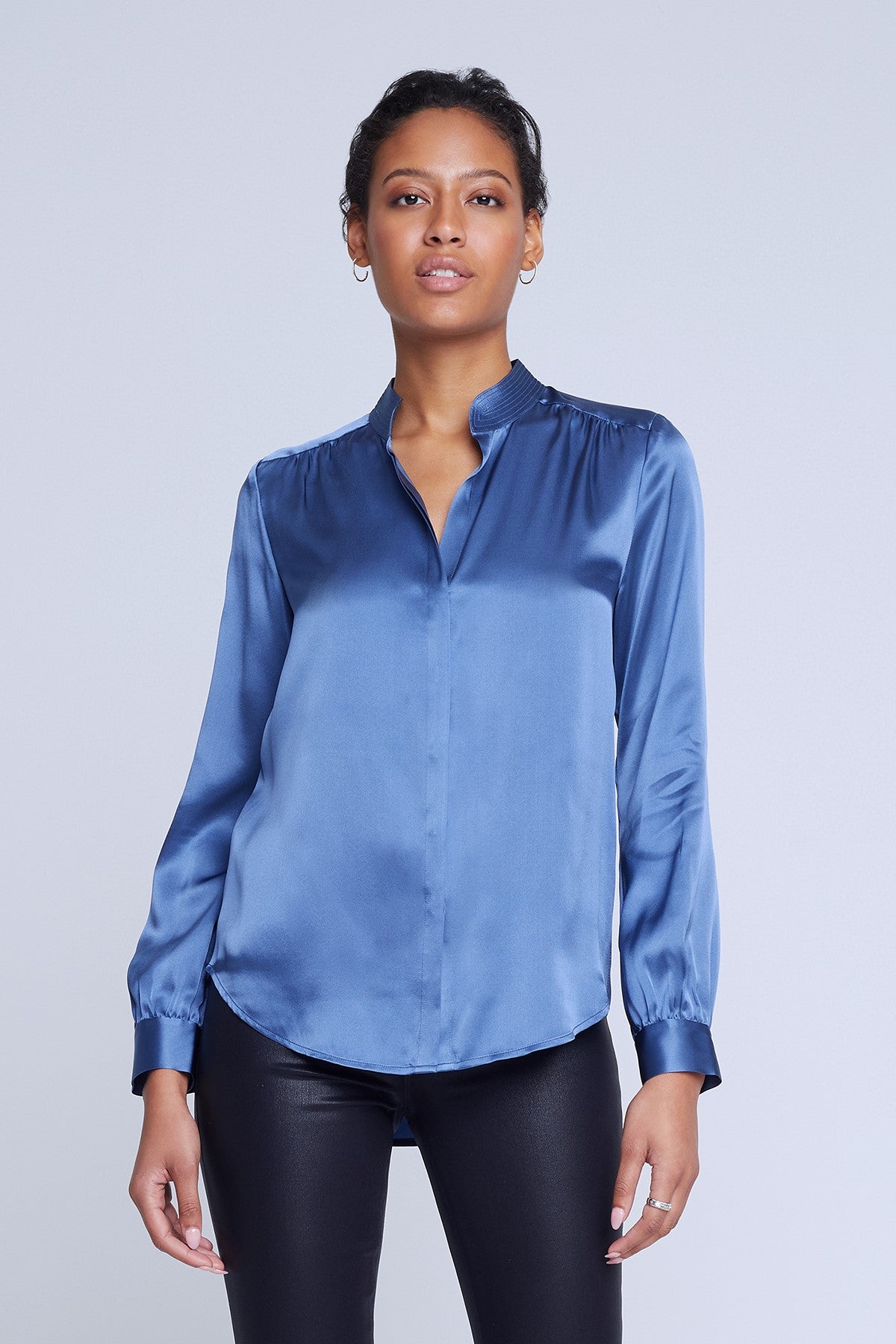 Bianca Band Collar Blouse by L'agence - Tocca Finita