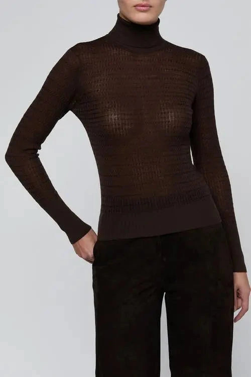 L'Agence 80284VDK-DKJV Col roulé Umbra léger comme un voile brun café intense