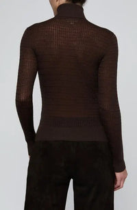 L'Agence 80284VDK-DKJV Col roulé Umbra léger comme un voile brun café intense