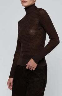 L'Agence 80284VDK-DKJV Col roulé Umbra léger comme un voile brun café intense
