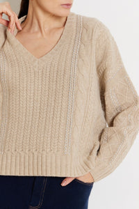 Not Shy V-Neck Soft Wool Sweater Santana