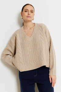 Not Shy V-Neck Soft Wool Sweater Santana