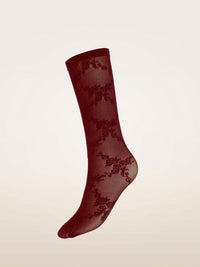 Wolford Floral Lace Socks Bordeaux