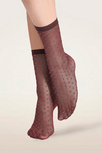 Chaussettes Wolford à pois scintillants Port Royal/argent