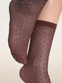 Chaussettes Wolford à pois scintillants Port Royal/argent