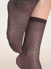 Wolford Shimmer Dots Socks Dark wood/silver