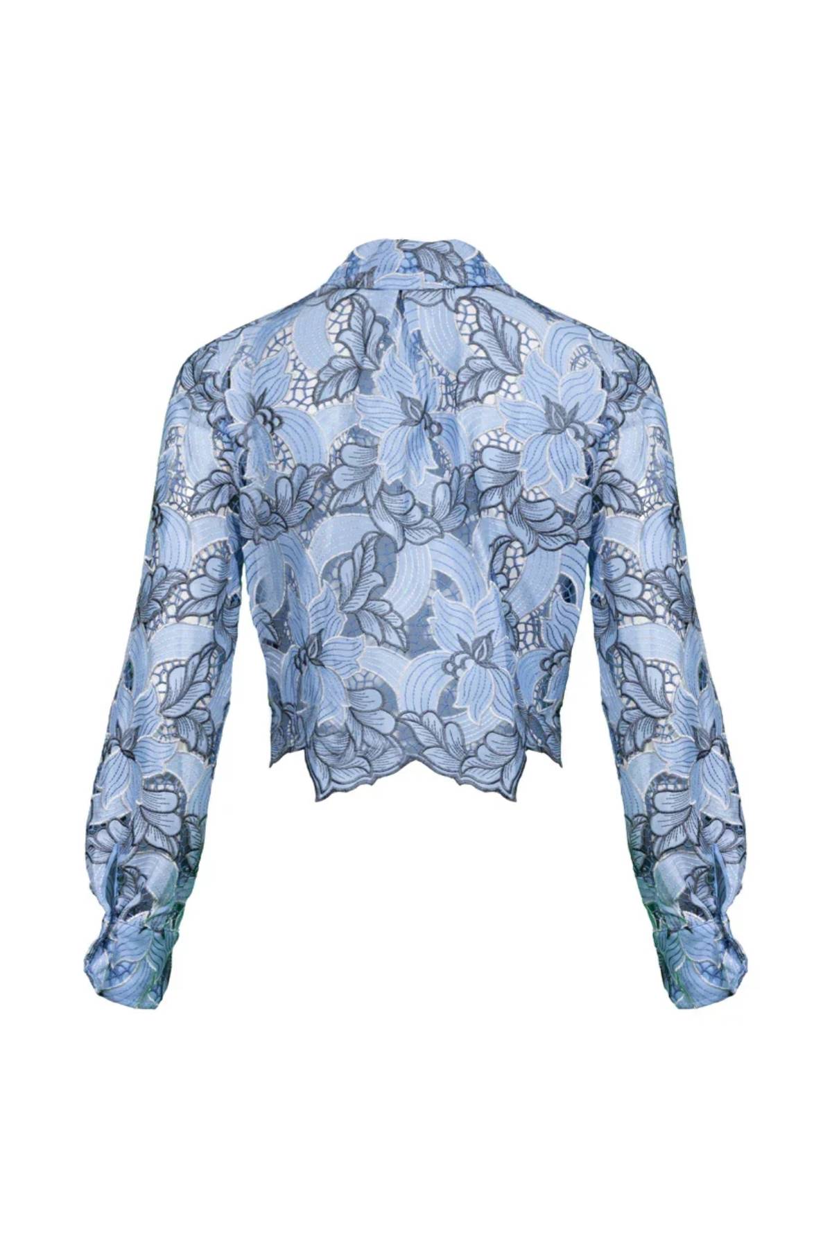 L'Agence Akemi Cropped Eyelet Blouse