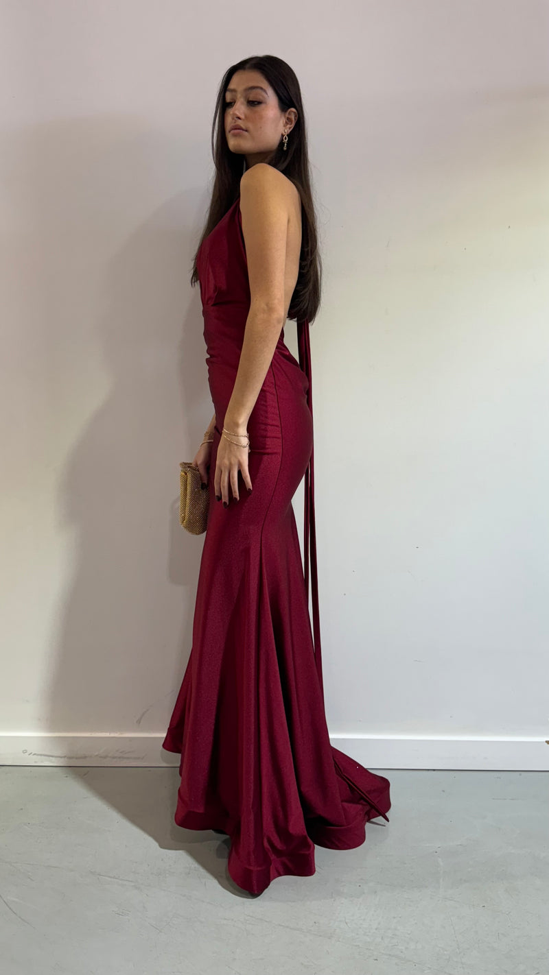 Jessica Angel Robe moulante à bretelles spaghetti, dos nu avec fronces