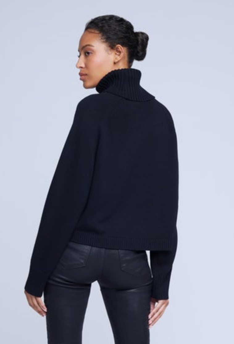 L'Agence Kenny Knit Turtleneck with Button Detail