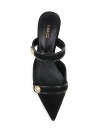 L'Agence Gilliane Mary Jane Black Suede Mule Sandal
