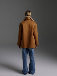 Molliolli AMI-F26 Veste en faux daim et peau lainée Ami camel marron