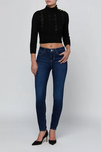 L'Agence Kamdyn Cable Mock Neck - Black/Gold
