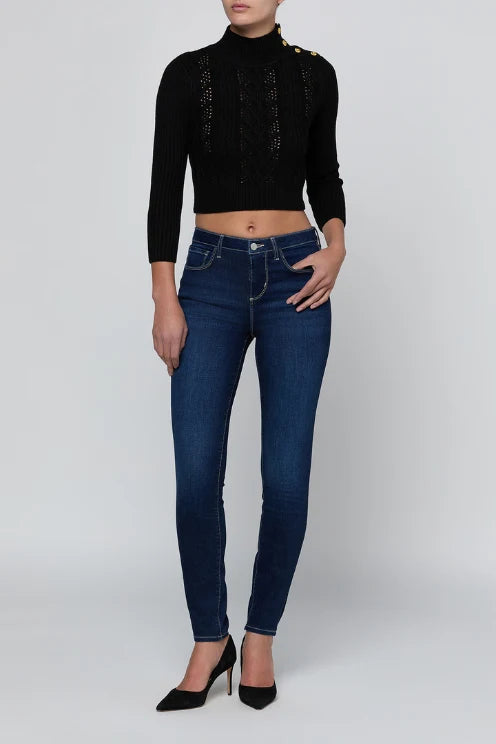 L'Agence Kamdyn Cable Mock Neck - Black/Gold