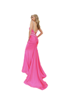 Jessica Angel Crystal Embellished Straps Crystal Embellished Bodice Form Fitting Ruched Low Back W/Train Gown