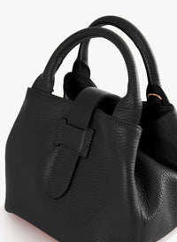 Cinzia Rocca Sac à bandoulière noir en cuir avec poignée intégrée et bandoulière - Noir