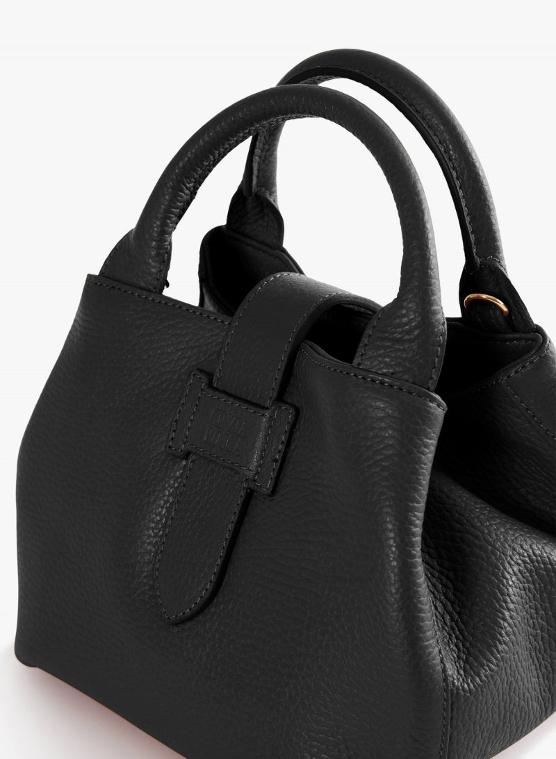 Cinzia Rocca Sac à bandoulière noir en cuir avec poignée intégrée et bandoulière - Noir