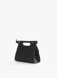 Cinzia Rocca Sac à bandoulière noir en cuir avec poignée intégrée et bandoulière - Noir