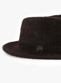 Cinzia Rocca Wool Fedora Hat With Fur-Like Effect - Brown