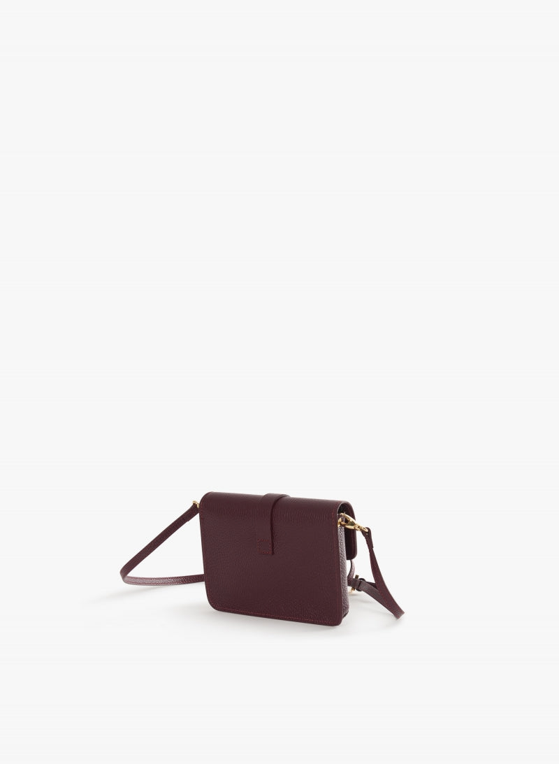 Cinzia Rocca Genuine Leather Mini Shoulder Bag - Burgundy