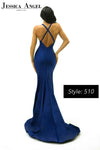 Jessica Angel V Neck Spaghetti with Thin Criss Cross High Back Gown