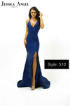 Jessica Angel V Neck Spaghetti with Thin Criss Cross High Back Gown
