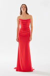 Tarik Ediz Matilda Strapless Draped Column Gown