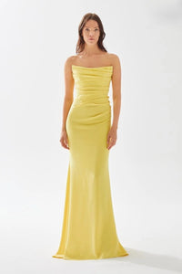 Tarik Ediz Matilda Strapless Draped Column Gown