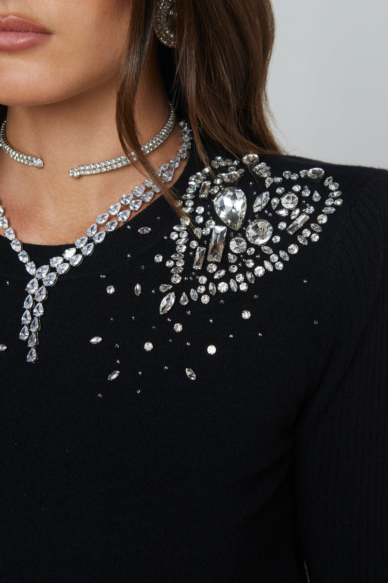 L'Agence Cesca Embellished Pullover