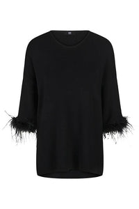 Riani Jumper With Detachable Feather Cuffs