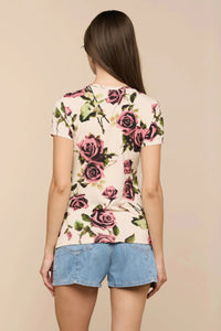 L'Agence Ressi Short-Sleeve Crew Ecru Rose