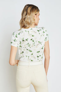 L'Agence Ressi Crew Short Sleeve Floral Top