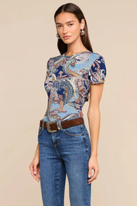 L'Agence Ressi Short-Sleeve Crew Neck - Midnight Besarabian Paisley