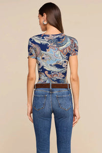 L'Agence Ressi Short-Sleeve Crew Neck - Midnight Besarabian Paisley
