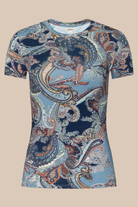 L'Agence Ressi Short-Sleeve Crew Neck - Midnight Besarabian Paisley
