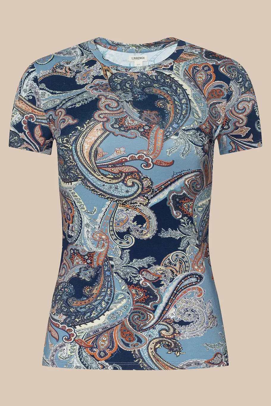 L'Agence Ressi Short-Sleeve Crew Neck - Midnight Besarabian Paisley