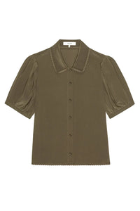 Frame The Silk Prim Blouse - Deep Olive