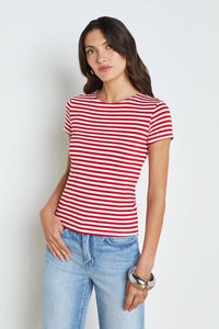 L'Agence Ressi Crew Neck Short Sleeve Stripes T-Shirt