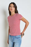 L'Agence Ressi Crew Neck Short Sleeve Stripes T-Shirt