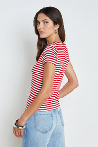 L'Agence Ressi Crew Neck Short Sleeve Stripes T-Shirt