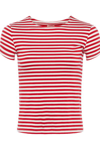 L'Agence Ressi Crew Neck Short Sleeve Stripes T-Shirt