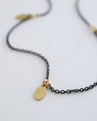 Collier en argent oxydé Harakiri Amelia-Y-O et 5 médaillons ovales en or