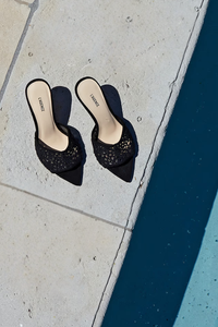 L'Agence Armand suede slides Black