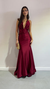 Jessica Angel Robe moulante à bretelles spaghetti, dos nu avec fronces