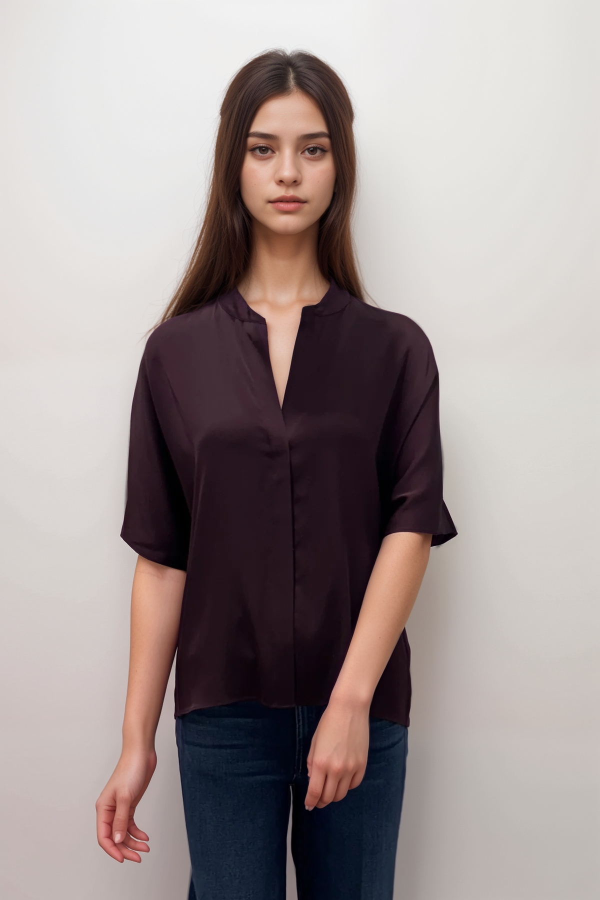 Blouse en soie à manches courtes Repeat Relaxed