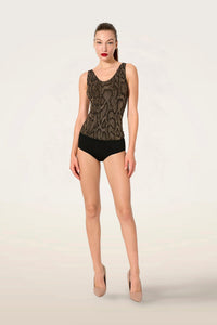 T-shirt sans manches scintillant motif python Wolford 001-57220-8363 Python olive
